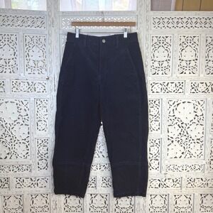 EVERLANE Navy Blue Corduroy Barrel Pants Womens 10 Utility High Rise Cropped